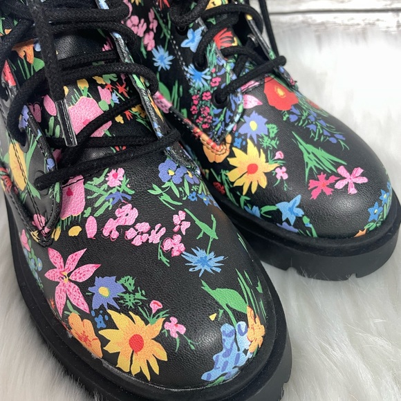 Rainbow Floral No Boundaries Memory Foam Combat Boots - Picture 6 of 9